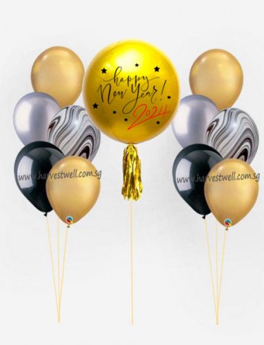 Personalize Happy New Year ORBZ Balloon Bundle Set